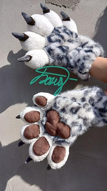 реалист: Мягкие лапы-перчатки в стиле снежного барса - Перчатки-лапки с — 1