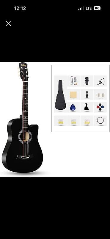 Велоаксессуары: Акустическая гитара 4/4 с вырезом (cutaway), цвет черный, комплект для — 1