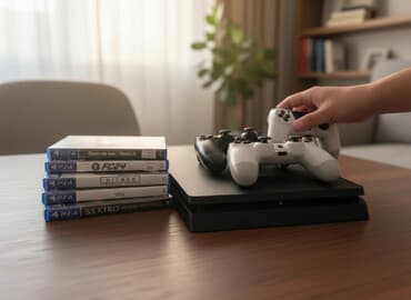 Срочно продаю PS 4 !!! в наличии два джойстика и 5 классных игр! Торг