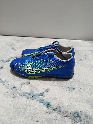 кожаные кроссовки: Кроссовки Nike Air Zoom синего цвета с яркими неоново-зелеными — 2