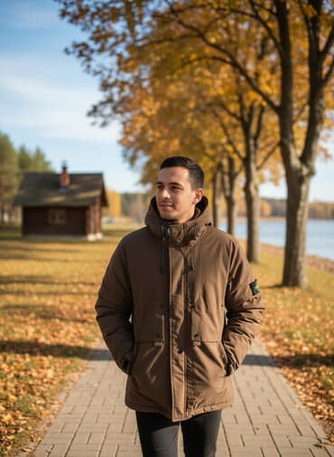 Киреге берилүүчү кийимдер: Зимняя парка Stone Island, мужская. - Цвет: оливково‑коричневый. - — 1