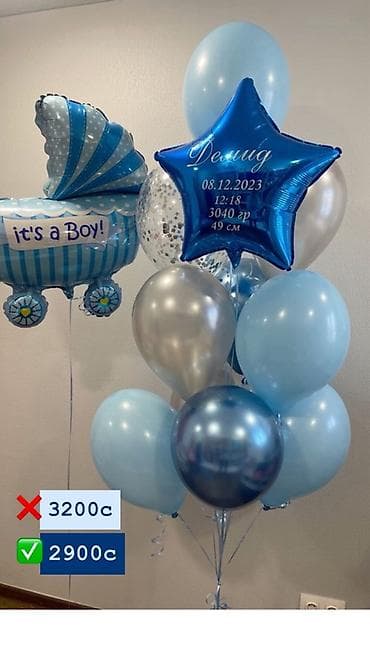 Воздушные шарики и декоративные композиции для выписки из роддома