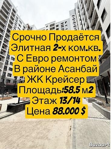 2 комнаты, 58 м², Элитка, 13 этаж, Дизайнерский ремонт