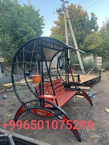 тапчан навес: Садовые качели Металл, Со спинкой, С крышей — 2
