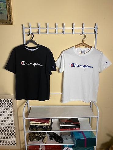 Футболкалар: Эркектердин футболкасы, M, L, XL, Champion, Жаңы, түсү - Ак, Өзү алып кетүү, Акылуу жеткирүү — 1