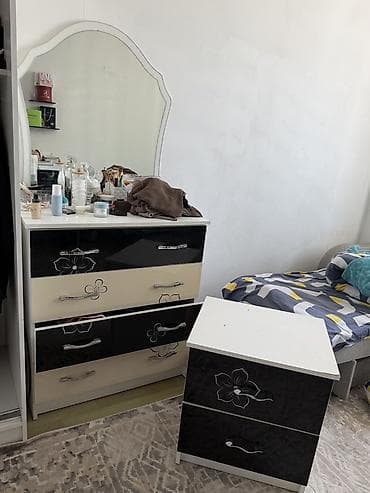 шкафы бишкек: Спальный гарнитур, Комод, МДФ, цвет - Черный — 1