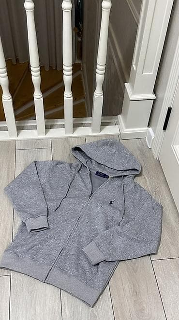 одежды для девочек: Толстовка с капюшоном на молнии Polo Ralph Lauren, серый меланж. - — 1