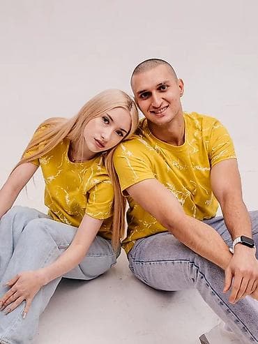 Футболки: Футболки оптом - Унисекс базовые футболки с принтом «мраморные — 2