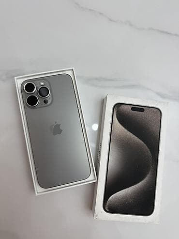 IPhone 15 Pro Max, Б/у, 256 ГБ, Natural Titanium, Защитное стекло, Чехол, Коробка, 85 %