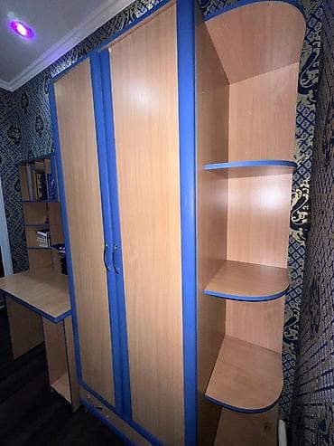 новый спальный: Детская гарнитура, Для мальчика, ДСП, цвет - Синий — 2