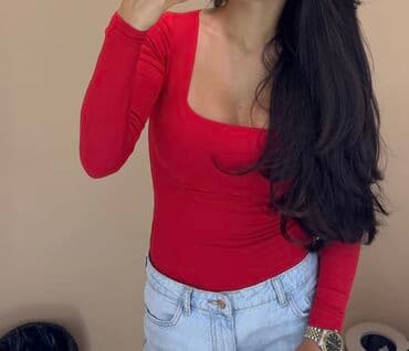 Лонгслив, цвет - Красный, S