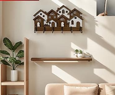 Декоративная настенная ключница с крючками «Домики» 650 сом -