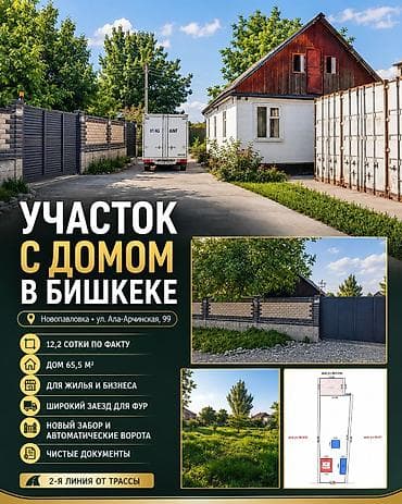 1 комнат: Продаём Участок с Домом в Бишкеке (Новопавловка) улица Ала- Арчинская — 1