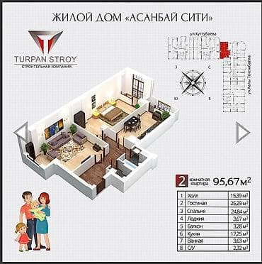 2 комнаты, 95 м², Элитка, 12 этаж, Готовая ПСО (под самоотделку) — 2