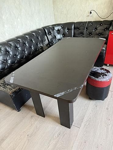 угалок для кухни: Кухонный уголок с обеденным столом и пуфом - Уголок Г‑образный — 3