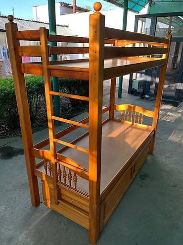 юношеская кровать: Двухъярусная деревянная кровать с выдвижными ящиками для хранения — 3
