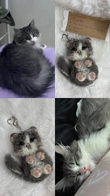 Брелоки: Брелоки-талисманы из шерсти (сухое валяние) с животными. 🐾 Мини-копия — 7