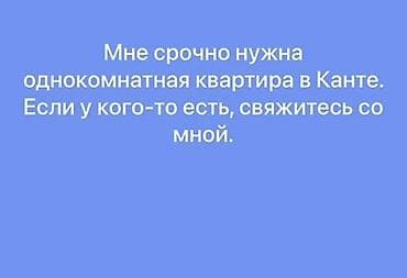 Ищу в аренду однокомнатную квартиру в Канте. Нужна срочно. Если у
