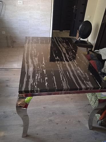 Кухонный стол и стул, Б/у, Самовывоз, цвет - Черный