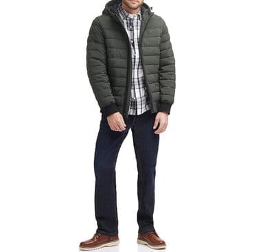 tech fleese: Levi's®. Стеганая ветрозащитная куртка-бомбер с капюшоном — 1