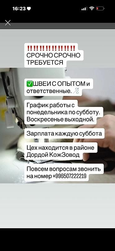 швея ошский рынок: Швея, Постоянная, Прямострочка, Район: Дордой рынок / базар, Форма, Оплата: Еженедельно, Опыт работы: 1-2 года опыта — 2