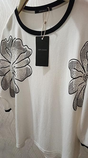 нарядные блузки: Женская блуза/лонгслив 100% Leaves Размеры : 48- 52 - Цвет: черный с — 2