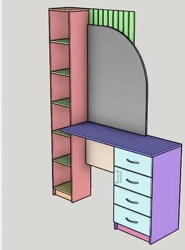 coffee table: Туалетный столик, С зеркалом, цвет - Белый, ЛДСП — 2