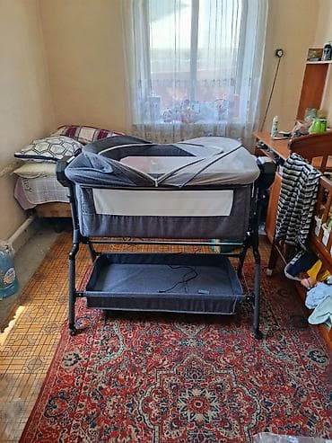 детиски ххх: Детская приставная кроватка, С колесиками, цвет - Серый — 3