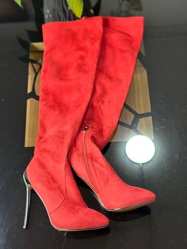 сапоги из натурального меха и кожи: Продаю ботфорты! Замша ! Новые! Каблук 12 см! Металический- очень — 1