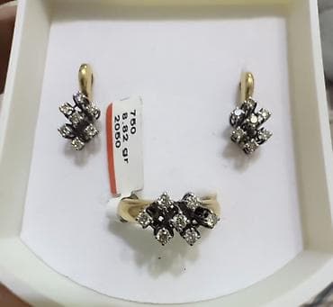 пальто цена: Ювелирный комплект: серьги-подвески и кольцо - Металл: золото (проба — 1