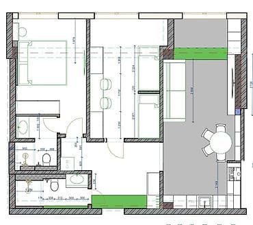 Квартиры: 3 комнаты, 81 м², Элитка, Ак-Кеме (старый аэропорт) Элитка, 4 этаж, ПСО (под самоотделку) — 3