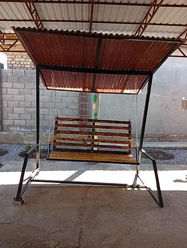 металлическая: Садовые качели Металл, Со спинкой, С крышей — 4