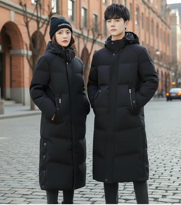 Пуховик, Длинная модель, Китай, С капюшоном, L