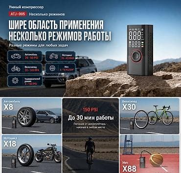 переносной кондиционер для машины: Портативный автомобильный компрессор с аккумулятором Car Air Pump — 7