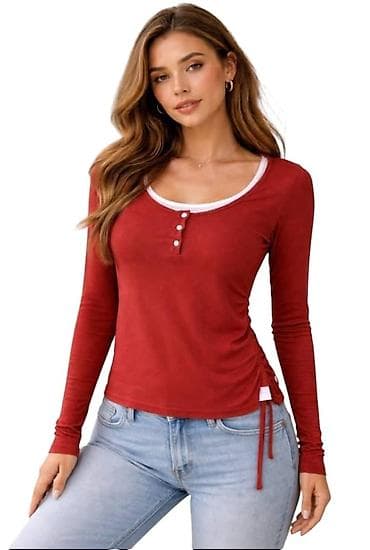 Лонгслив, цвет - Бордовый, Все размеры