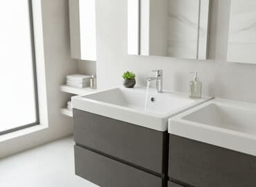 тумбочка с мойками: Раковина для ванной, Квадратная форма, Материал: Искусственный камень, Размер: 70 x 45 см — 1