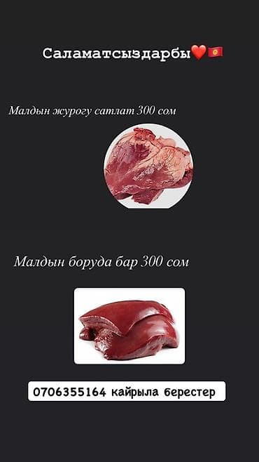 мясо продажа: Говяжьи субпродукты.

- Сердце — 300 сом
- Печень — 300 сом — 1