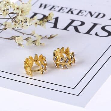 ювелирные изделия из золота: Эти изящные серьги НС, У каффы, серьги в виде листьев с инкрустацией — 3