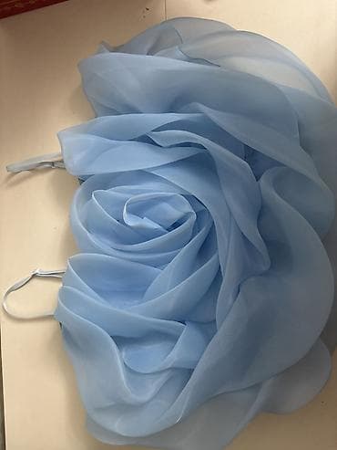 голубое платье: Вечернее платье, Пышное, Короткая модель, Шифон, Без рукавов, Стандарт — 1