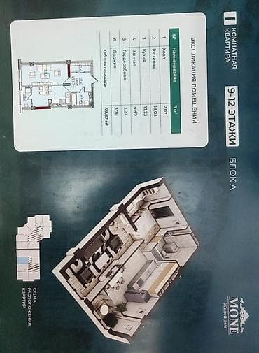 Квартиры: 1 комната, 50 м², Элитка, 12 этаж, Готовая ПСО (под самоотделку) — 5