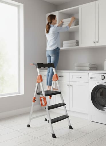 Складная стремянка-лестница, Материал: Металл, Новый, Для дома, Высота: До 2 м