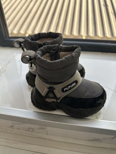 детская кожанная куртка: Детские зимние сапожки/дутики - Цвет: тёмно‑серый/чёрный - Верх — 3