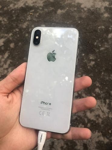 apple x: IPhone X, Б/у, 64 ГБ, Серебристый, Кабель, 70 % — 1