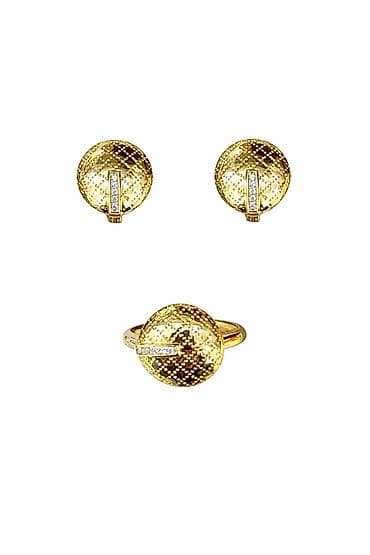 Набор украшений, Проба 585, Новый, Цвет металла: Желтый, Парный набор, Винтажный стиль, Ручная работа