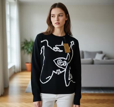 купить женскую обувь больших размеров: Burberry sweater, размер L ( маломерит! ) круглый вырез горловины — 1