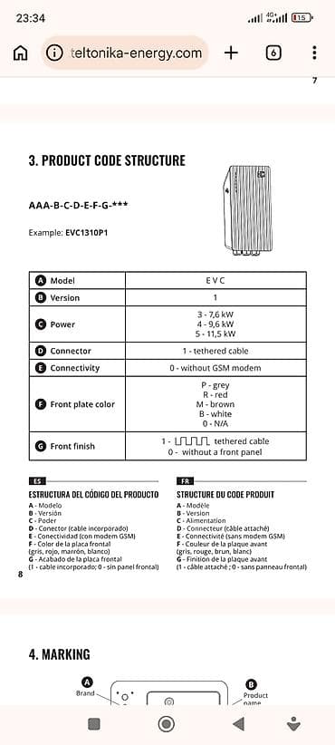 mini jack: Зарядная станция для электромобиля Teltonika EVC1010P1000 (EVC) — 7,4 — 4