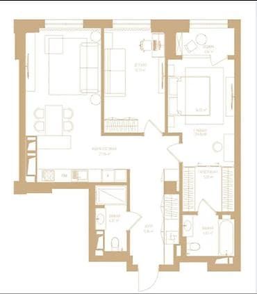 жк prime park: 2 комнаты, 86 м², Элитка, 14 этаж, Готовая ПСО (под самоотделку) — 3