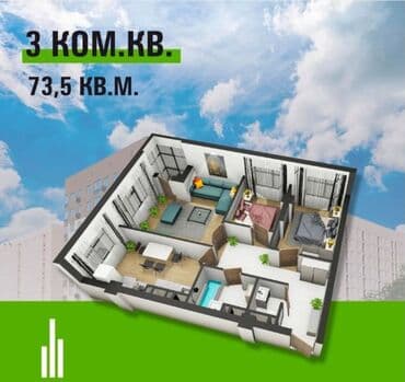 квартира в районе рабочий городок: 3 комнаты, 74 м², Элитка, 5 этаж, ПСО (под самоотделку) — 4