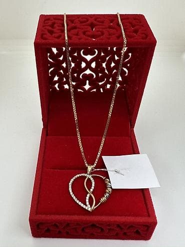Зер буюмдар: Золотая цепочка С кулоном Сердечка - Проба: 585 - Вес: 3,92 г - — 1