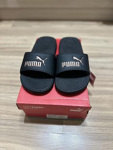 puma petronas: Шлёпанцы PUMA Popcat 20 (черные, логотип в цвете «розовое золото») — 2